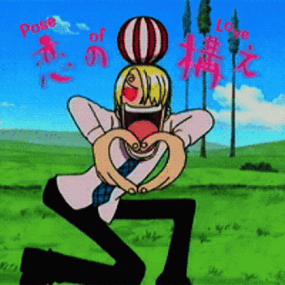 A Cartoon Of A Man Making A Heart With His Hands And The Words Pose Of Love Above Him GIF