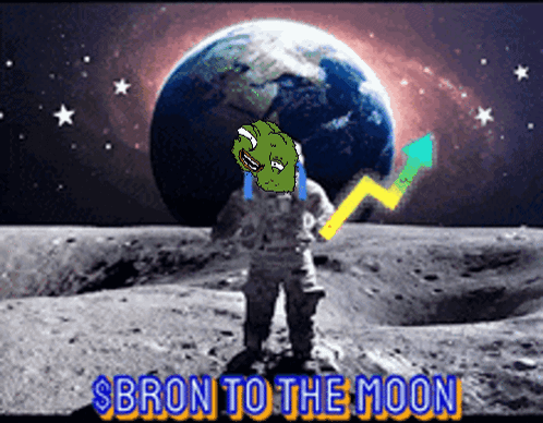 A Cartoon Of A Man On The Moon With The Words Sbron To The Moon GIF