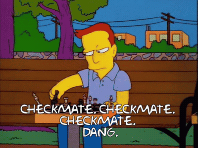 A Cartoon Of A Man Playing A Game Of Checkmate GIF
