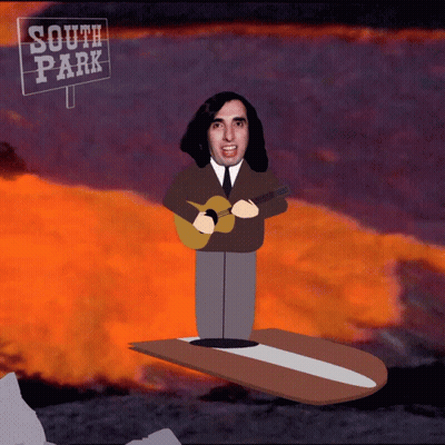 A Cartoon Of A Man Playing A Guitar With A South Park Sign In The Background GIF
