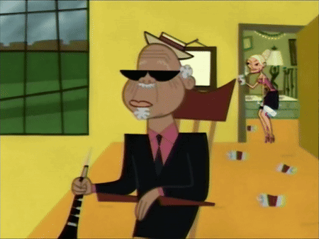 A Cartoon Of A Man Playing A Guitar With A Woman In The Background GIF