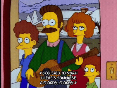 A Cartoon Of A Man Playing A Guitar With The Words God Said To Noah GIF