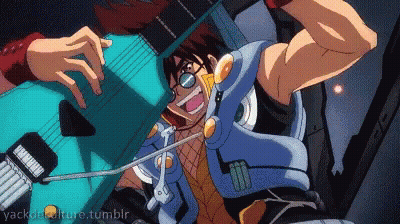 A Cartoon Of A Man Playing A Guitar With The Words Yackdeculture.tumblr At The Bottom Of The Image GIF