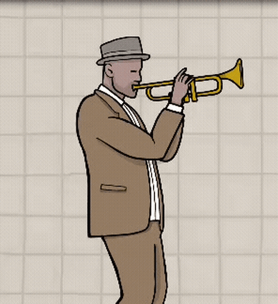 A Cartoon Of A Man Playing A Trumpet GIF