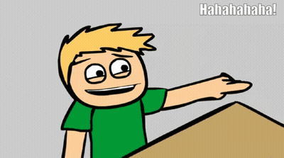 A Cartoon Of A Man Pointing With The Caption ' Hahahaha ' GIF