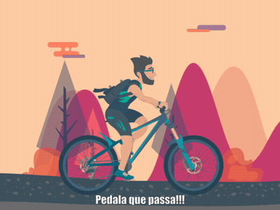 A Cartoon Of A Man Riding A Bike With The Words Pedala Que Passa !!! Below Him GIF