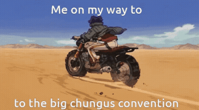 A Cartoon Of A Man Riding A Motorcycle In The Desert GIF