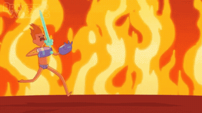 A Cartoon Of A Man Running With A Sword In His Hand GIF