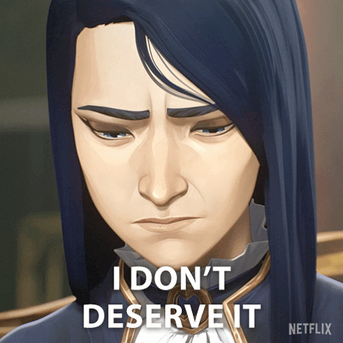 A Cartoon Of A Man Saying I Don T Deserve It GIF