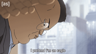 A Cartoon Of A Man Saying I Pretend I M An Eagle GIF