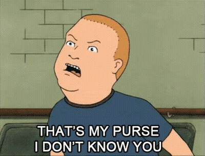 A Cartoon Of A Man Saying That 'S My Purse I Don 'T Know You GIF