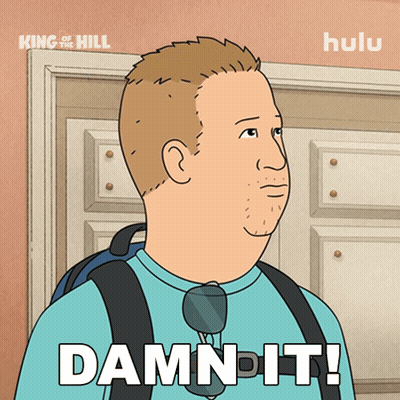 A Cartoon Of A Man Says Damn It In Front Of A Door GIF