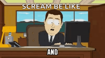 A Cartoon Of A Man Sitting At A Desk With A Computer And Screaming . GIF