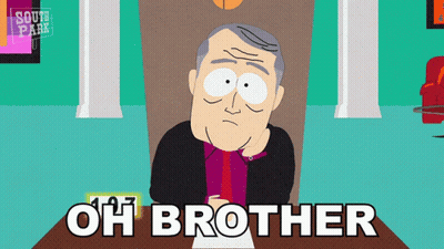 A Cartoon Of A Man Sitting At A Desk With The Words Oh Brother Written Below Him GIF