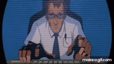 A Cartoon Of A Man Sitting In Front Of A Computer Screen That Says Make A Gif.com On It GIF