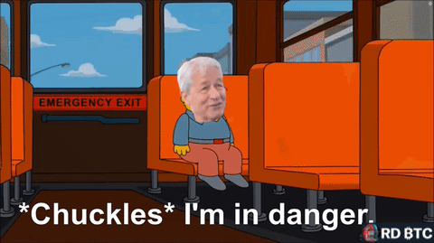 A Cartoon Of A Man Sitting On A Bus With The Words " Chuckles " I 'M In Danger GIF