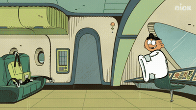 A Cartoon Of A Man Sitting On A Chair With The Nick Logo In The Background GIF