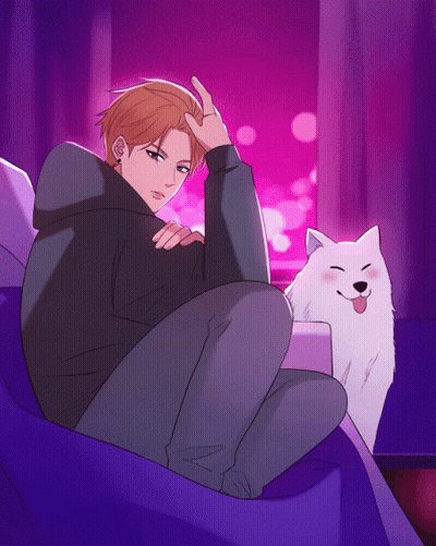 A Cartoon Of A Man Sitting On A Couch With A Dog GIF