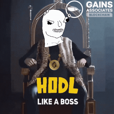 A Cartoon Of A Man Sitting On A Throne With The Words Hodl Like A Boss Above Him GIF