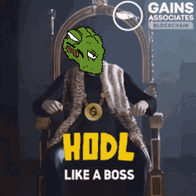 A Cartoon Of A Man Sitting On A Throne With The Words Hodl Like A Boss On It GIF