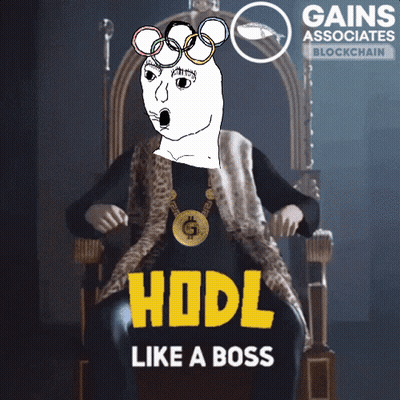 A Cartoon Of A Man Sitting On A Throne With The Words " Hodl Like A Boss " GIF