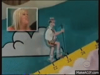 A Cartoon Of A Man Sitting On A Toilet Next To A Ruler That Says Makeagif.com On It GIF