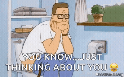 A Cartoon Of A Man Sitting On A Toilet Thinking About You . GIF