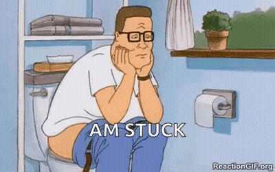 A Cartoon Of A Man Sitting On A Toilet With His Hands On His Chin . GIF