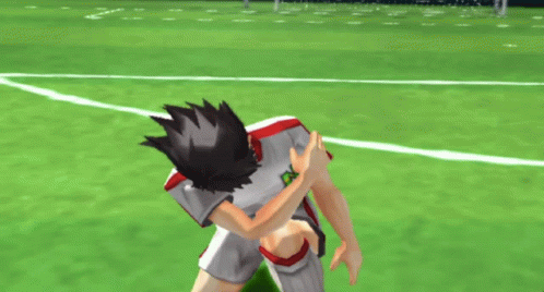 A Cartoon Of A Man Squatting Down In Front Of A Sign That Says ' Aoi ' On It GIF