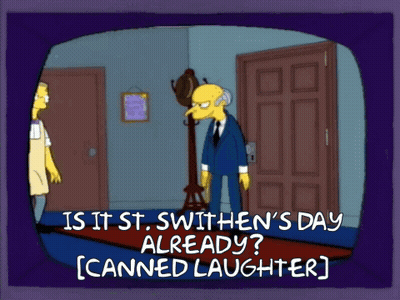 A Cartoon Of A Man Standing In Front Of A Door With The Caption Is It St. Smithen 'S Day GIF