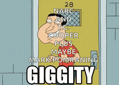 A Cartoon Of A Man Standing In Front Of A Door With The Words Giggity On It GIF