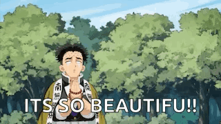A Cartoon Of A Man Standing In Front Of A Forest With The Words `` It 'S So Beautiful '' . GIF