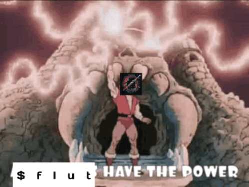 A Cartoon Of A Man Standing In Front Of A Monster With The Words " Have The Power " On The Bottom GIF
