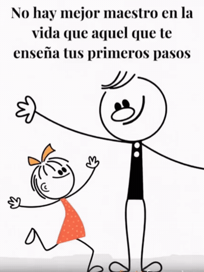 A Cartoon Of A Man Standing Next To A Little Girl With The Words No Hay Mejor Maestro En La Vida GIF