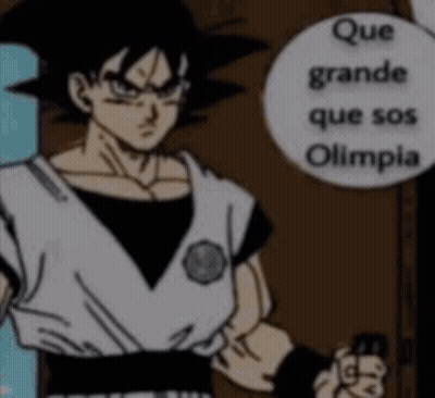 A Cartoon Of A Man Standing Next To A Sign That Says `` Que Grande Que Sos Olimpia '' GIF