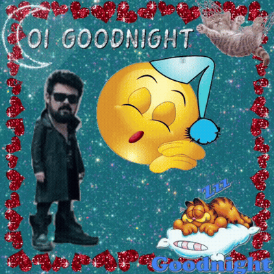 A Cartoon Of A Man Standing Next To A Sleeping Smiley Face That Says Oi Goodnight GIF