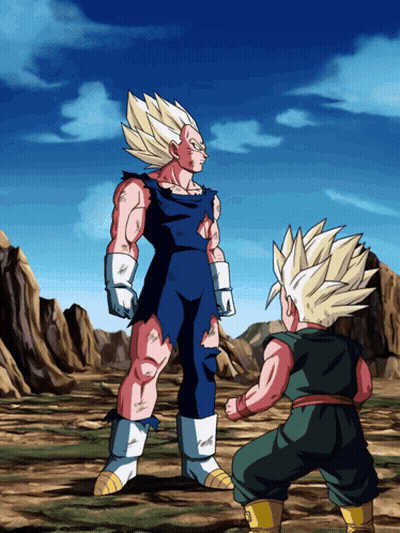 A Cartoon Of A Man Standing Next To A Smaller Man GIF