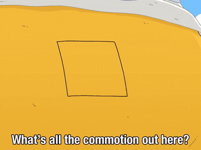 A Cartoon Of A Man Sticking His Head Out Of A Hole With The Words What 'S All The Commotion Out Here GIF