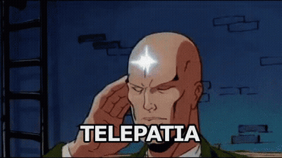 A Cartoon Of A Man Talking On A Cell Phone With A Light Coming Out Of His Head And The Word Telepatia . GIF