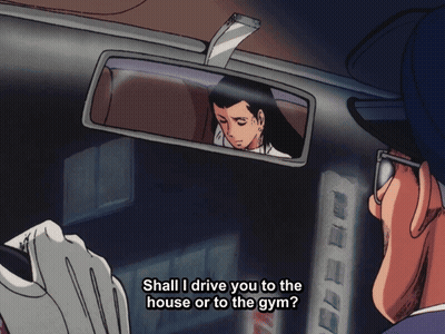 A Cartoon Of A Man Talking To Another Man In A Car GIF