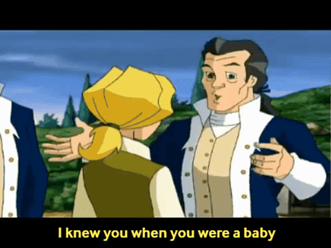 A Cartoon Of A Man Talking To Another Man With The Words I Knew You When You Were A Baby GIF