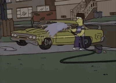 A Cartoon Of A Man Washing A Car With Co-Executive Producer Jace Richdale At The Bottom GIF