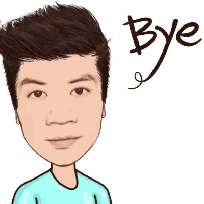 A Cartoon Of A Man Waving His Hand With The Word Bye Written Above Him Sticker
