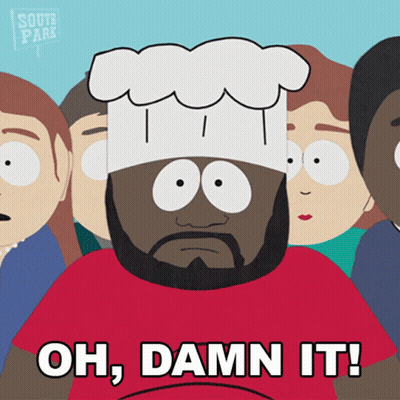 A Cartoon Of A Man Wearing A Chef Hat Says Oh Damn It GIF