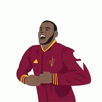 A Cartoon Of A Man Wearing A Cleveland Cavaliers T-Shirt GIF