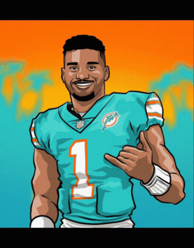 A Cartoon Of A Man Wearing A Dolphins Jersey GIF