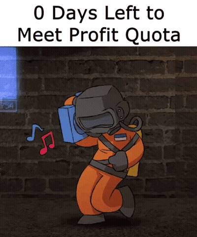 A Cartoon Of A Man Wearing A Gas Mask With The Words " 0 Days Left To Meet Profit Quota " GIF