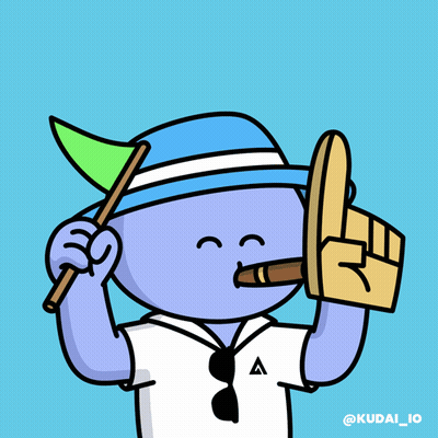 A Cartoon Of A Man Wearing A Hat And Holding A Flag And A Baseball Glove GIF