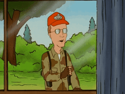A Cartoon Of A Man Wearing A Hat That Says ' Eagle ' On It GIF
