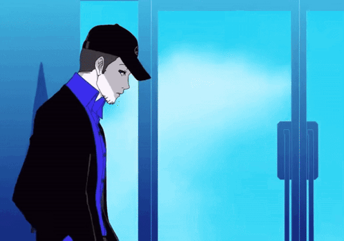 A Cartoon Of A Man Wearing A Hat That Says ' S ' On It GIF